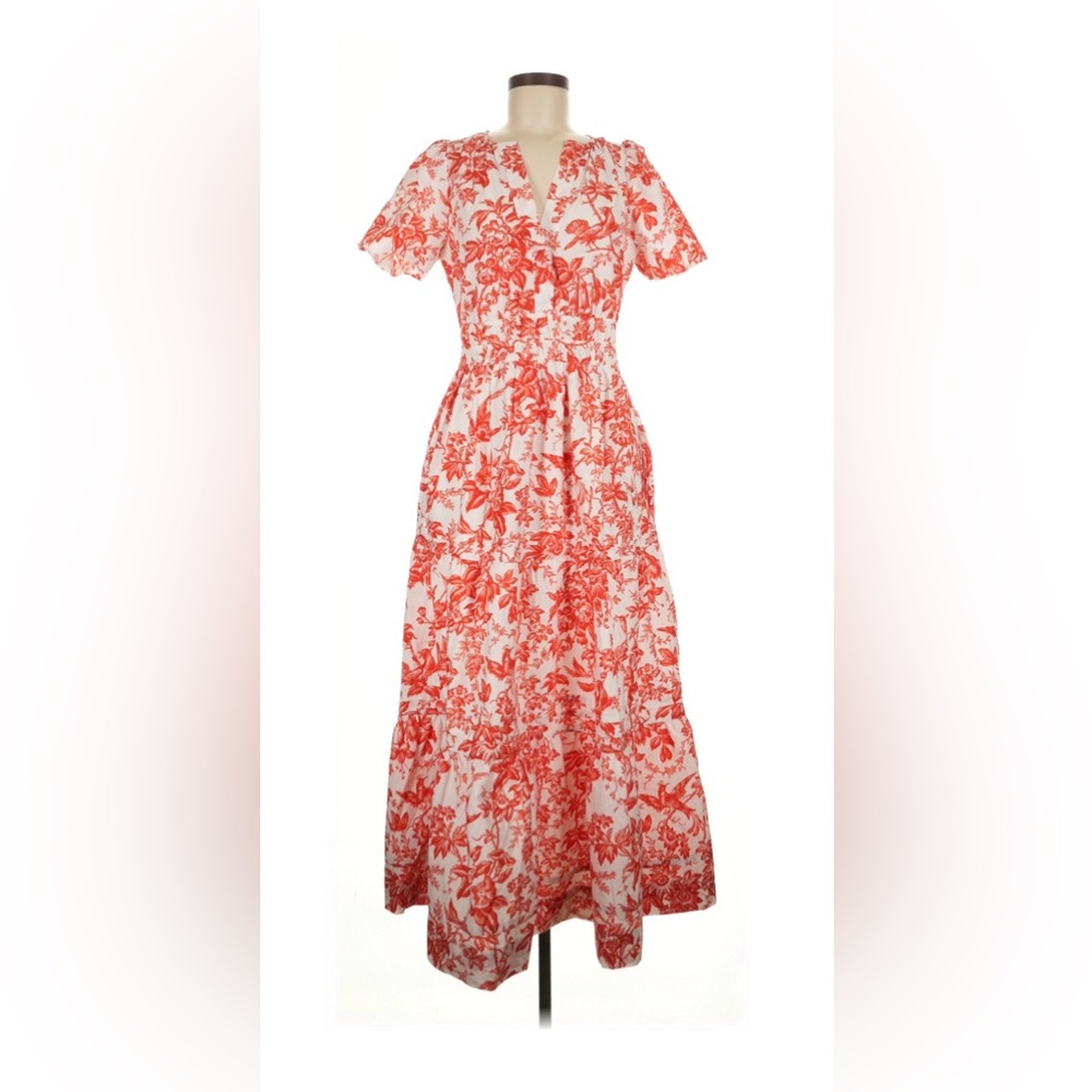 Anthropologie The Somerset Floral Red and White Maxi Dress, 💯 cotton, medium - Picture 2 of 4